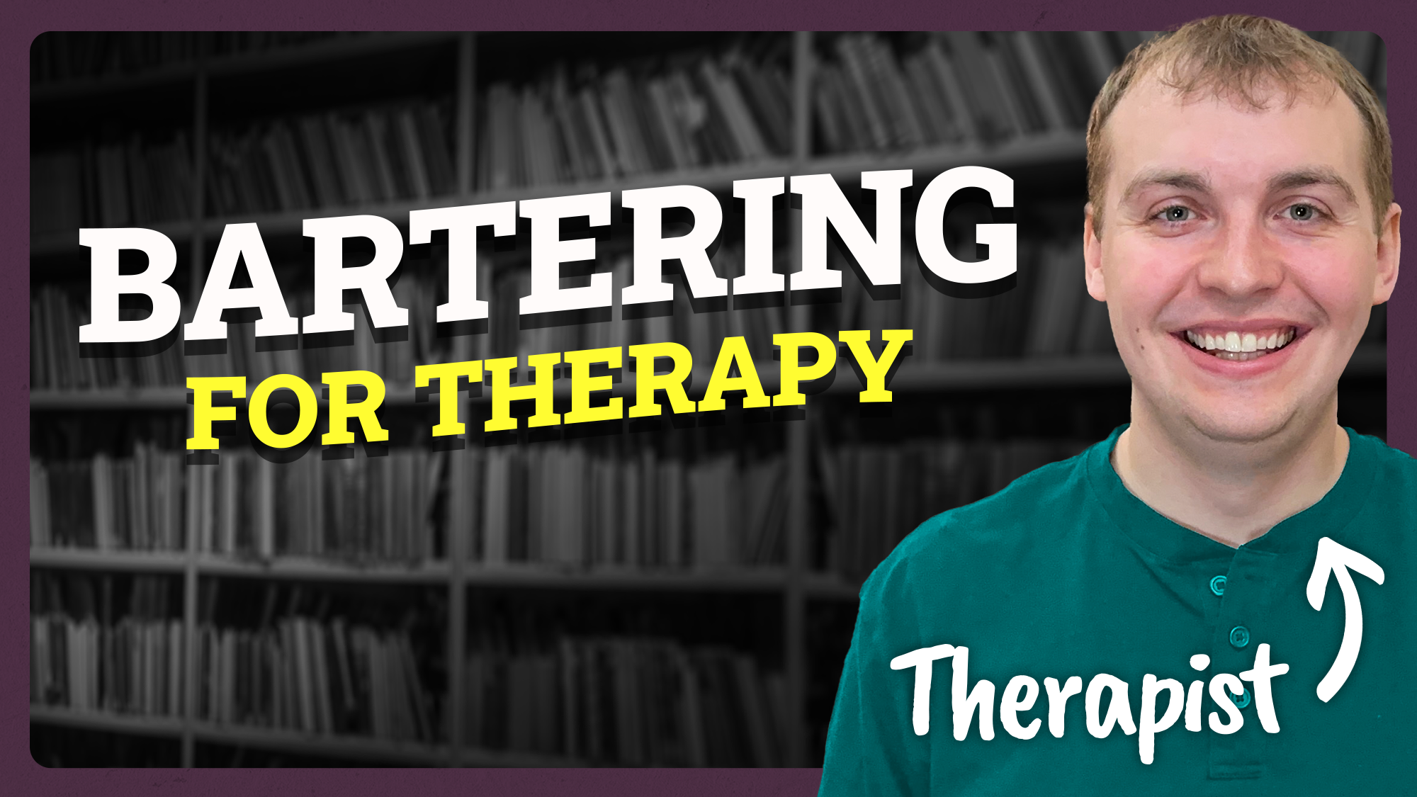 Video thumbnail showing featuring Keegan, a therapist, with text that says Bartering for Therapy